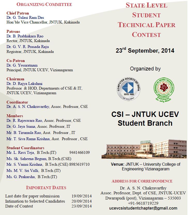 STATE LEVEL STUDENT TECHNICAL PAPER CONTEST-POSTER